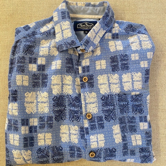 NAT NAST SIZE M SILK CASUAL BUTTON DOWN CHECK SHIRT - Picture 1 of 8